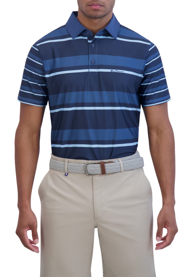 Mixed Stripe Tech Jersey Polo, Main, color, SEA