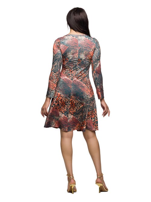 24seven Comfort Apparel Long Sleeve Fit And Flare Dress In Gray