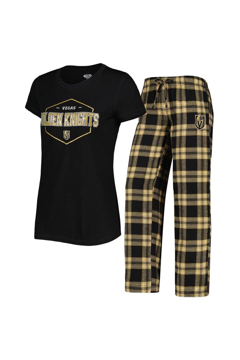 Women's Concepts Sport Black/Gold Vegas Golden Knights Badge T-Shirt & Pants Sleep Set, Main, color, Black
