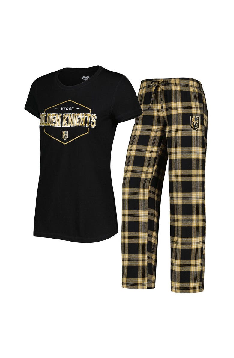 CONCEPTS SPORT Women's Concepts Sport Black/Gold Vegas Golden Knights Badge T-Shirt & Pants Sleep Set, Main, color, 