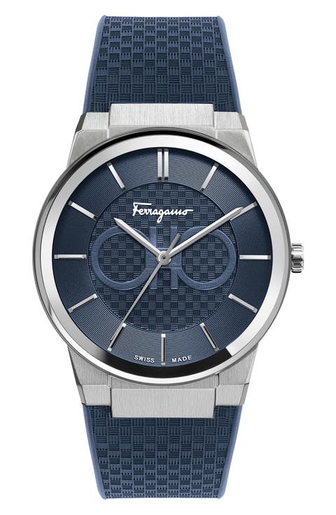 Salvatore Ferragamo Sapphire Rubber Strap Watch, 41mm