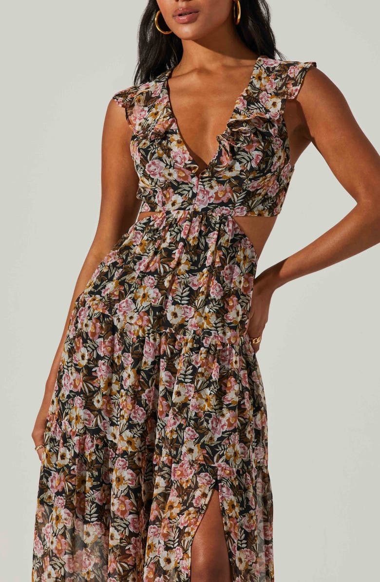 ASTR the Label Floral Print Cutout Dress, Alternate, color, 