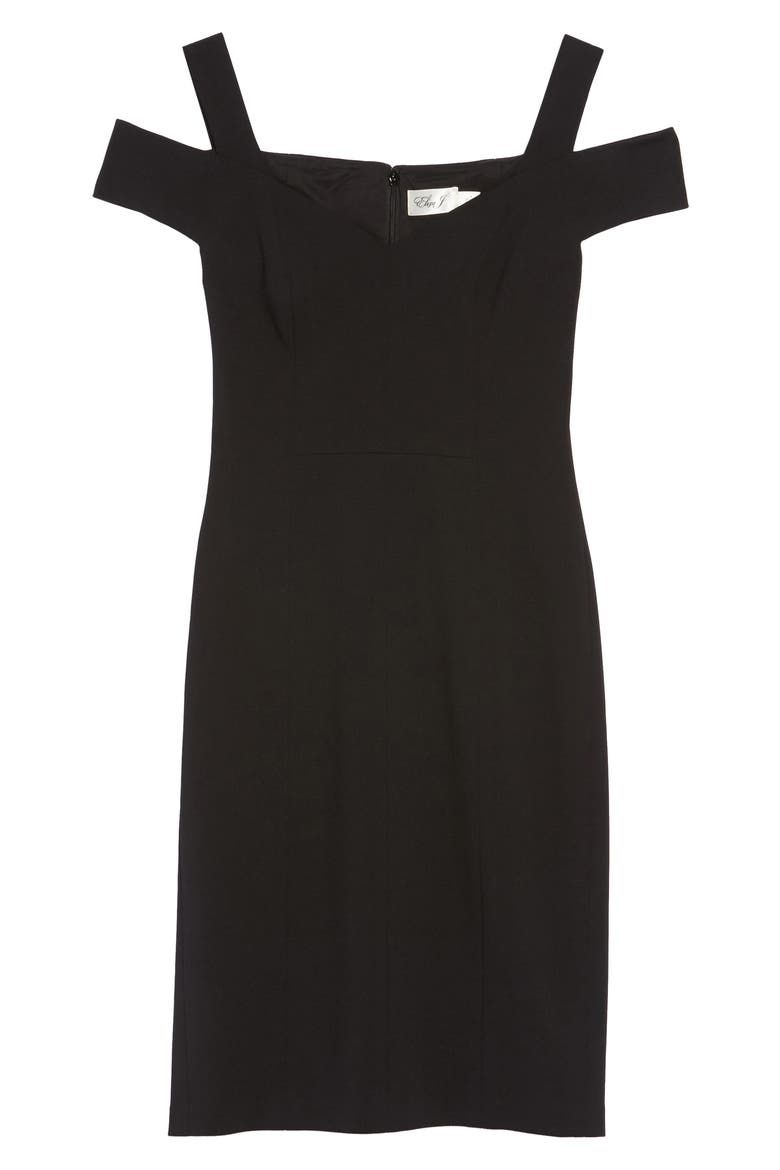Cold Shoulder Sheath Cocktail Dress, Alternate, color, BLACK