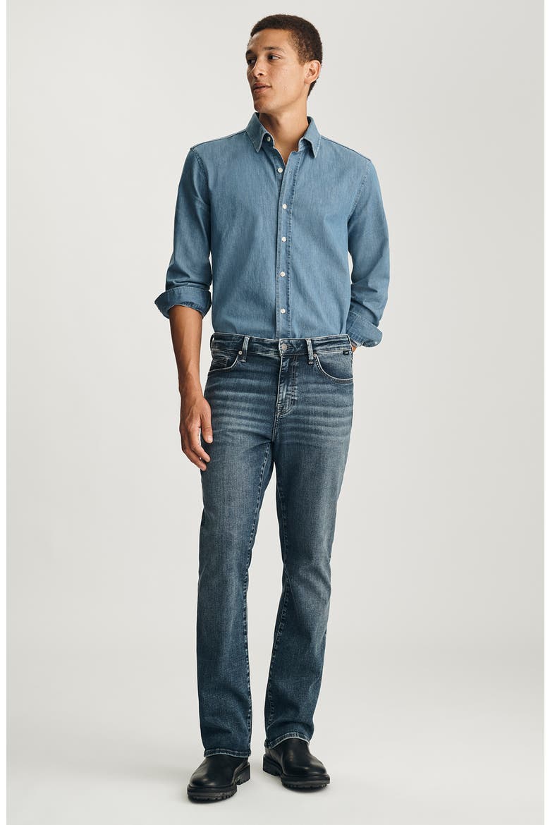 Stretch Denim Button-Up Shirt, Alternate, color, LIGHT BLUE