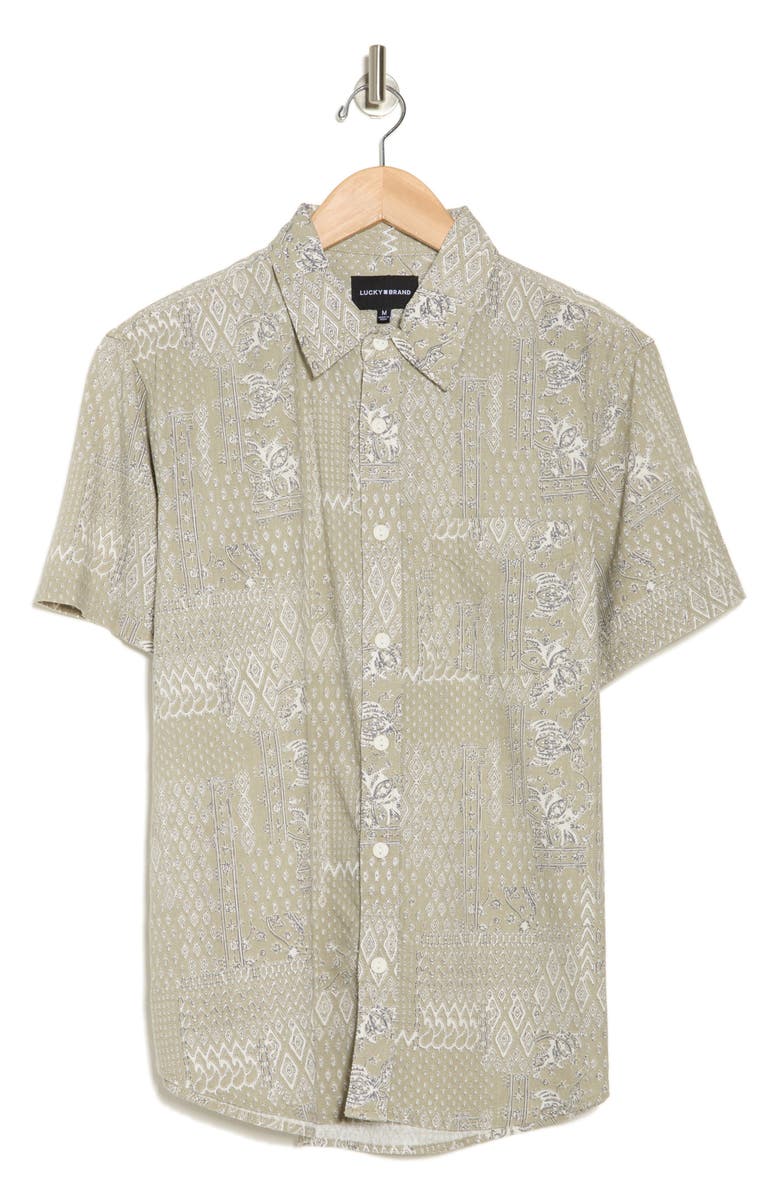 Lucky Brand San Gabriel Short Sleeve Button-Up Shirt, Alternate, color, Grey Paisley