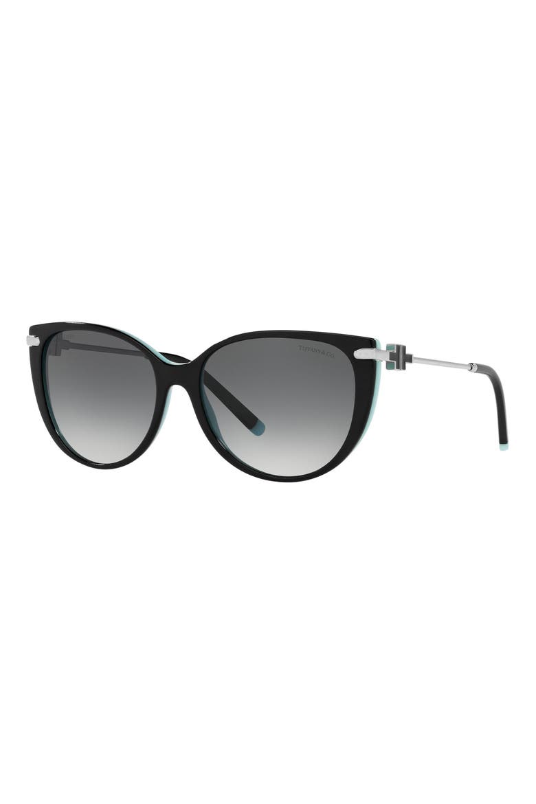 57mm Round Sunglasses, Alternate, color, BLACK ON TIFFANY BLUE / POLAR GREY GRADIENT