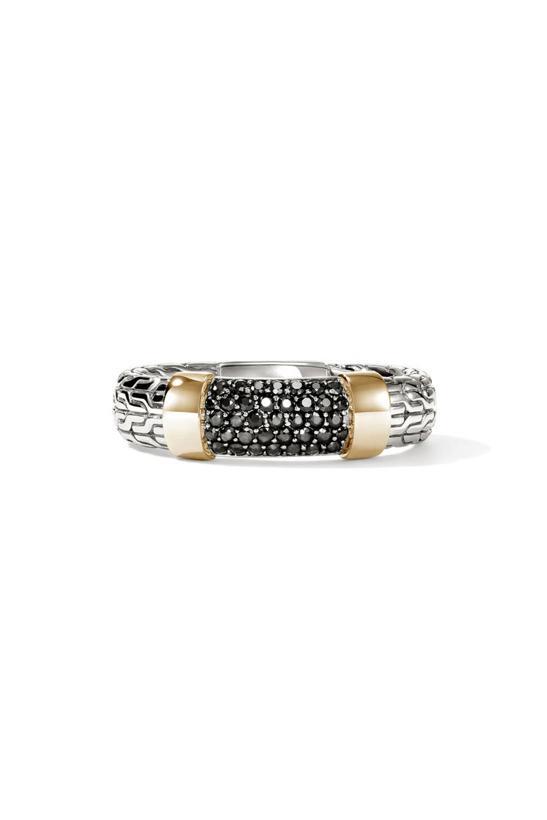 JH Essentials Sapphire Pavé Ring, 5mm, Main, color, SILVER/ GOLD/ BLACK SAPPHIRE