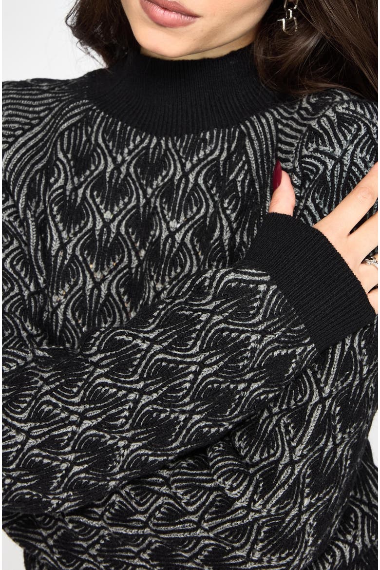 Edna Cotton Ribbed Funnel Neck Jumper, Alternate, color, Black