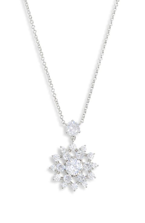 Snowflake Cubic Zirconia Pendant Necklace