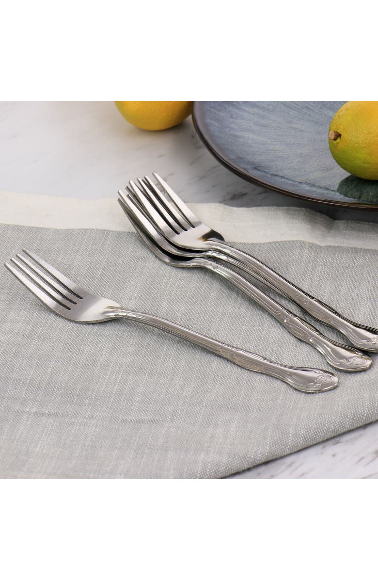 Gibson Home Abbie 4 Piece Stainless Steel Dinner Fork Set, Alternate, color, Silver