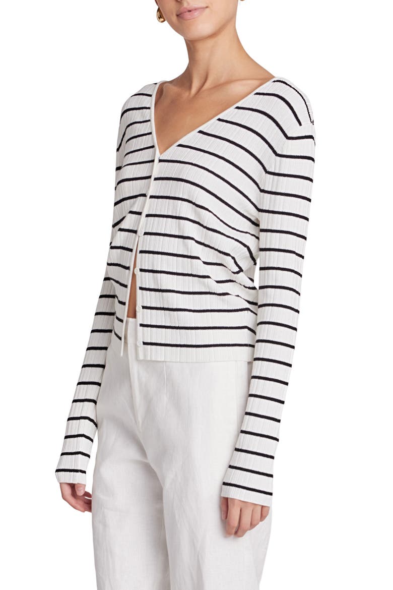 Rib Cardigan, Alternate, color, IVORY/ BLACK