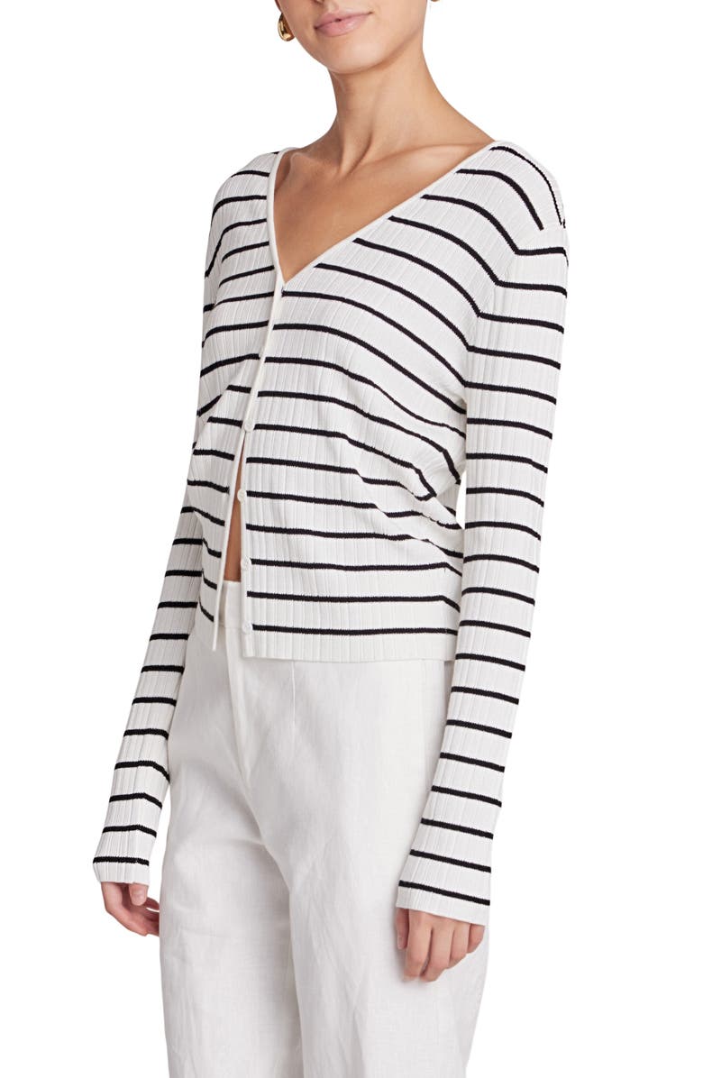 Endless Rose Rib Cardigan, Alternate, color, Ivory/ Black