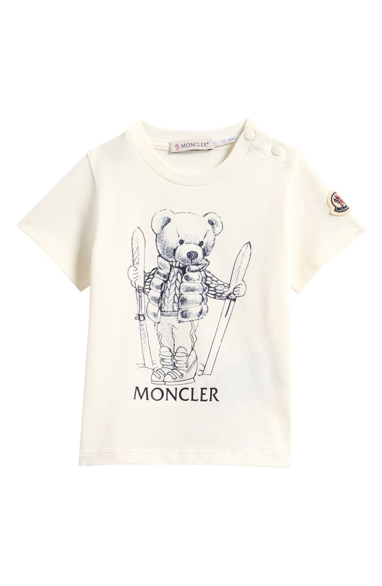 Moncler Kids' Bear Logo Stretch Cotton Graphic T-Shirt, Main, color, White
