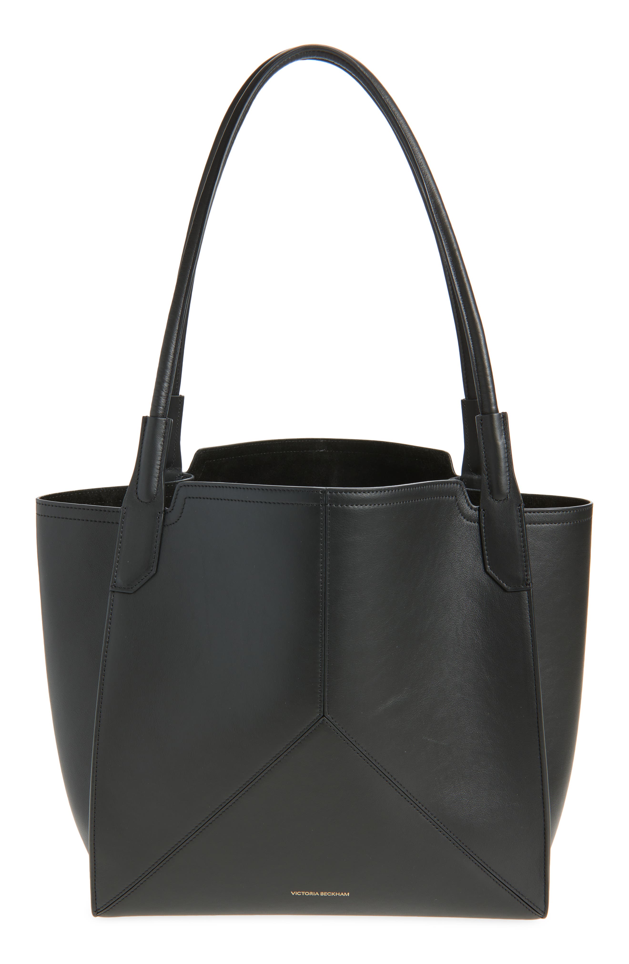 Victoria Beckham Small Victoria Leather Tote, Main, color, Black