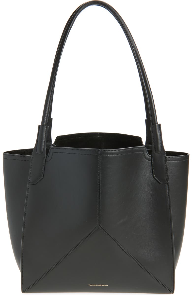 Victoria Beckham Small Victoria Leather Tote, Main, color, Black