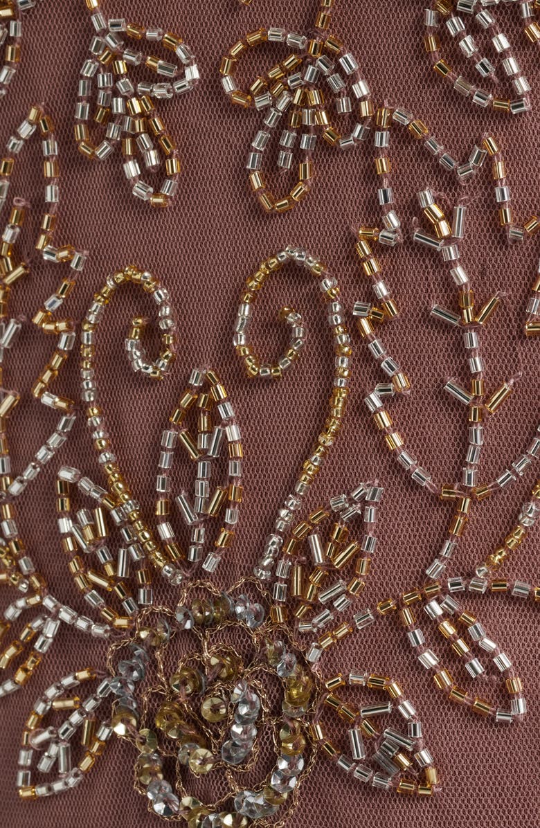 Pisarro Nights Beaded Bodice Satin Gown, Alternate, color, Rose