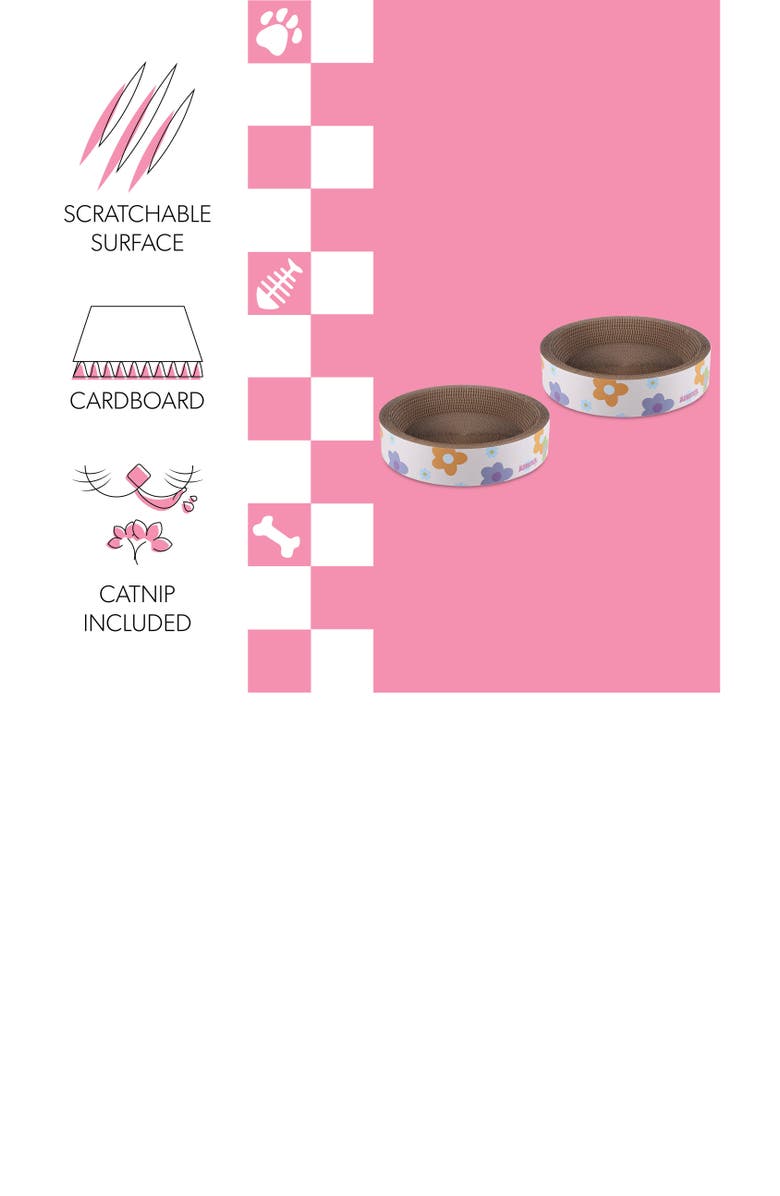 The Licker Store Daisy 18.13" Modern Cardboard Bowl Cat Scratcher with Catnip, Alternate, color, White/Multi