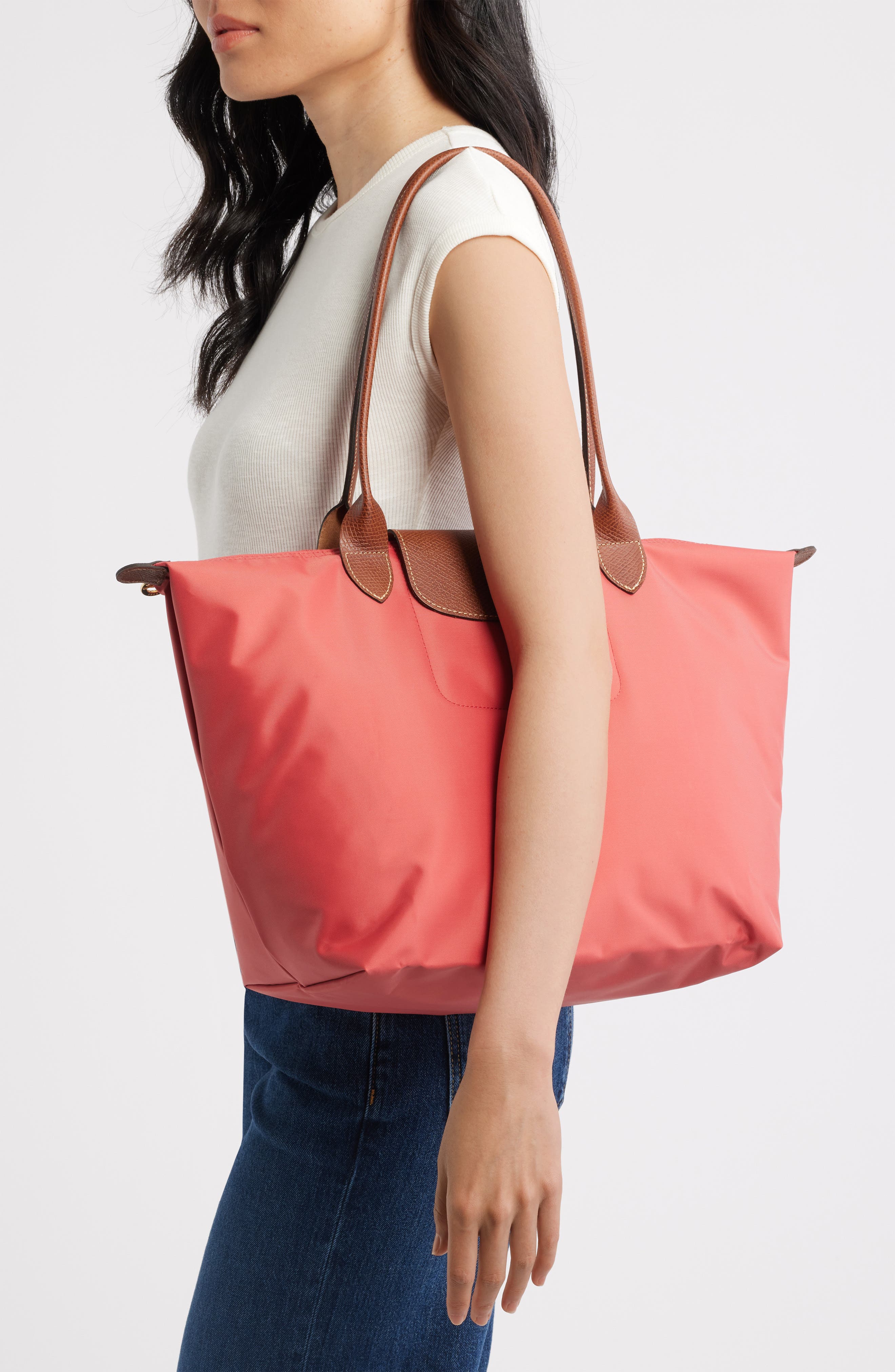 Large Le Pliage Tote, Alternate, color, STRAWBERRY