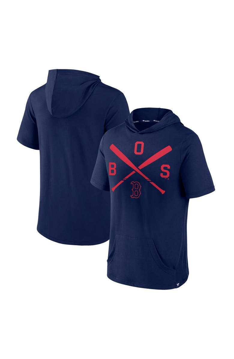 FANATICS Men's Fanatics Navy Boston Red Sox Iconic Rebel Short Sleeve Hooded Top, Alternate, color, 