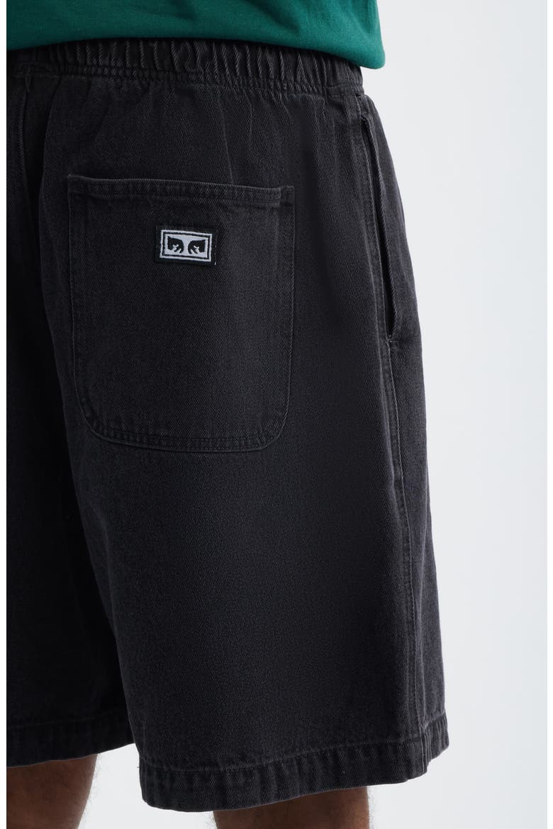 Easy Pull-On Denim Shorts, Alternate, color, WASHED BLACK