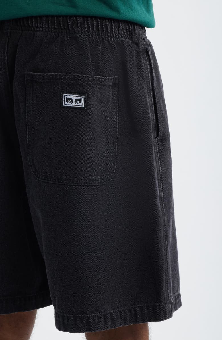 Obey Easy Pull-On Denim Shorts, Alternate, color, Washed Black