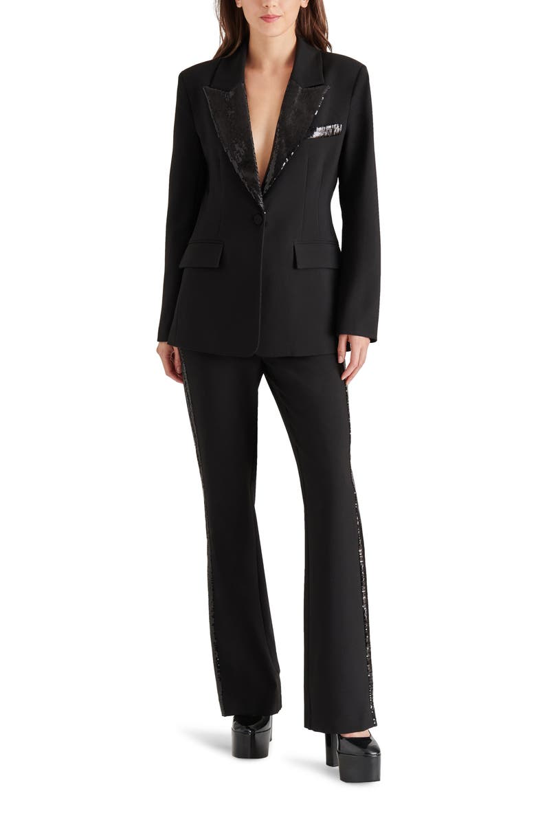 Steve Madden Misha Sequin Trim Satin Blazer, Alternate, color,