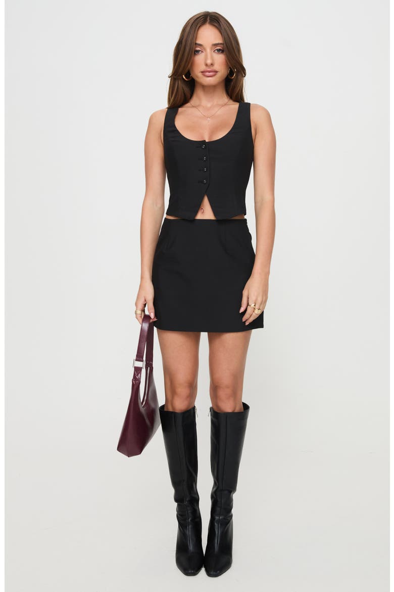 Hikaru Crop Vest & Miniskirt Set, Alternate, color, BLACK