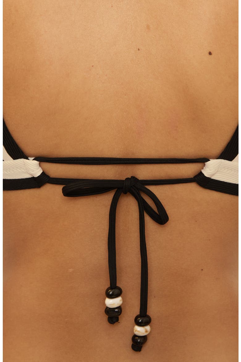 Coast Line Triangle Bikini Top, Alternate, color, BLACK/ TAN