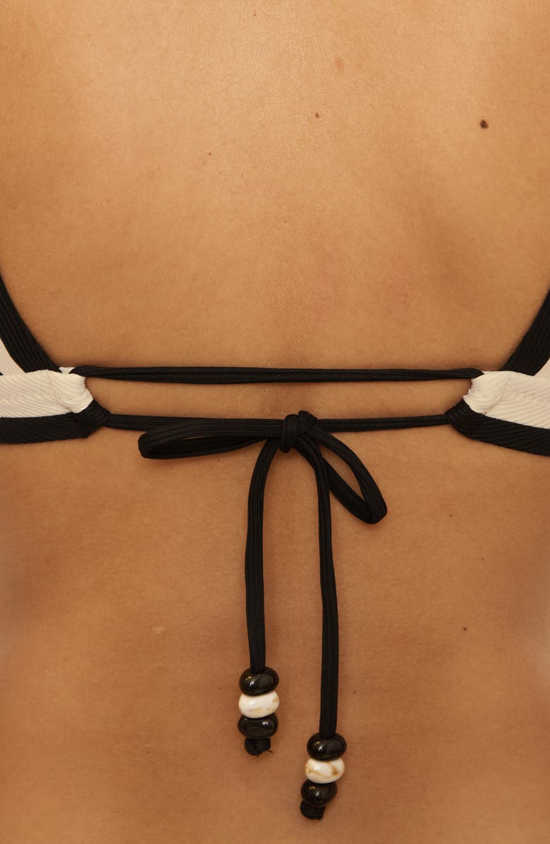 Becca Coast Line Triangle Bikini Top, Alternate, color, Black/ Tan