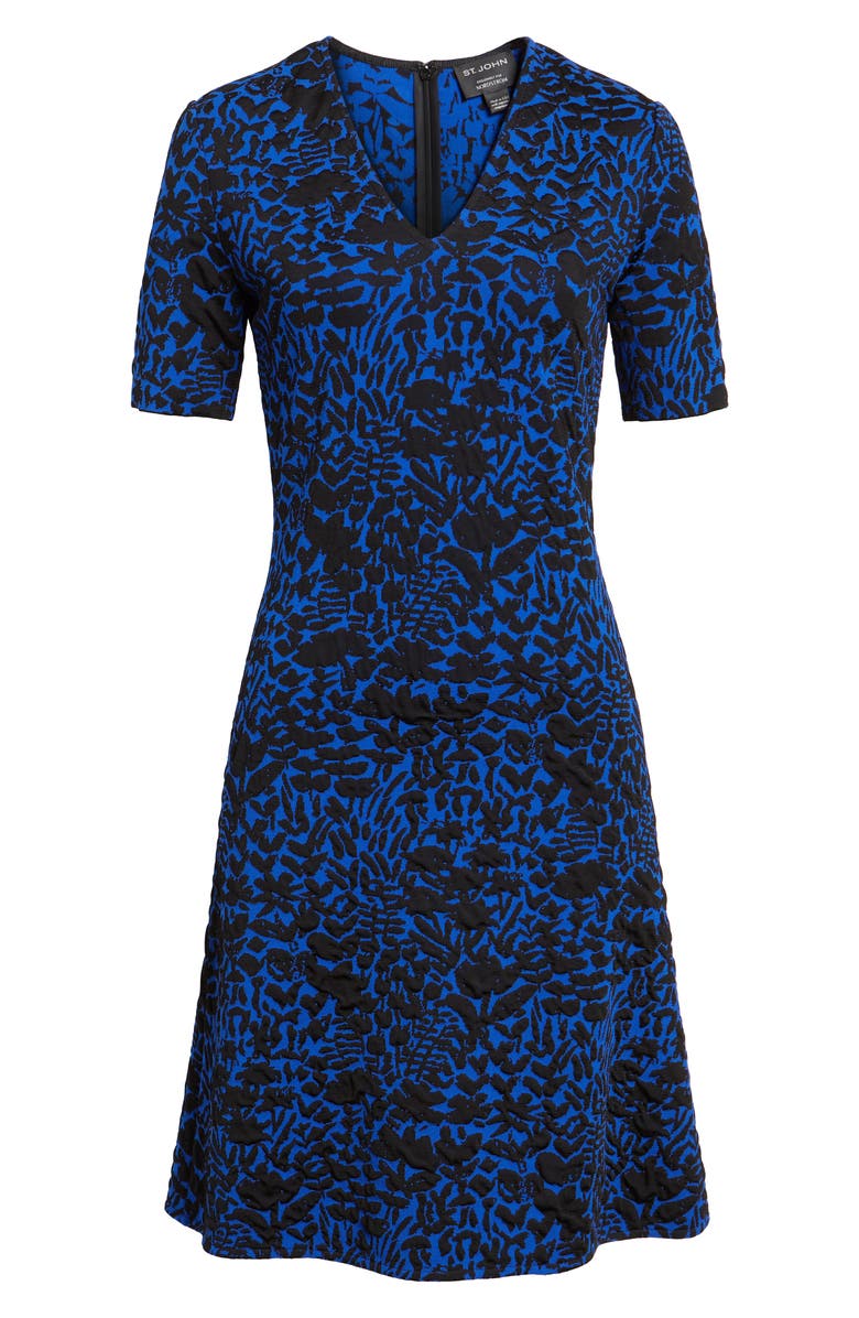 St. John Collection Floral Markings Jacquard Dress, Alternate, color,