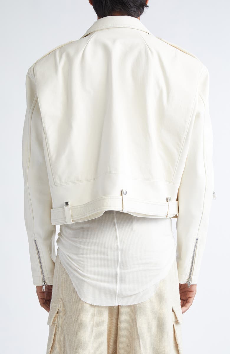 Rick Owens Jumbo Bauhaus Stooges Crop Leather Jacket, Alternate, color, Milk