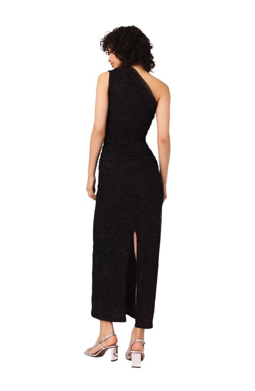 Maje Womens Black Rhinestone-embellished Asymmetric Stretch-knit Maxi Dress In Black