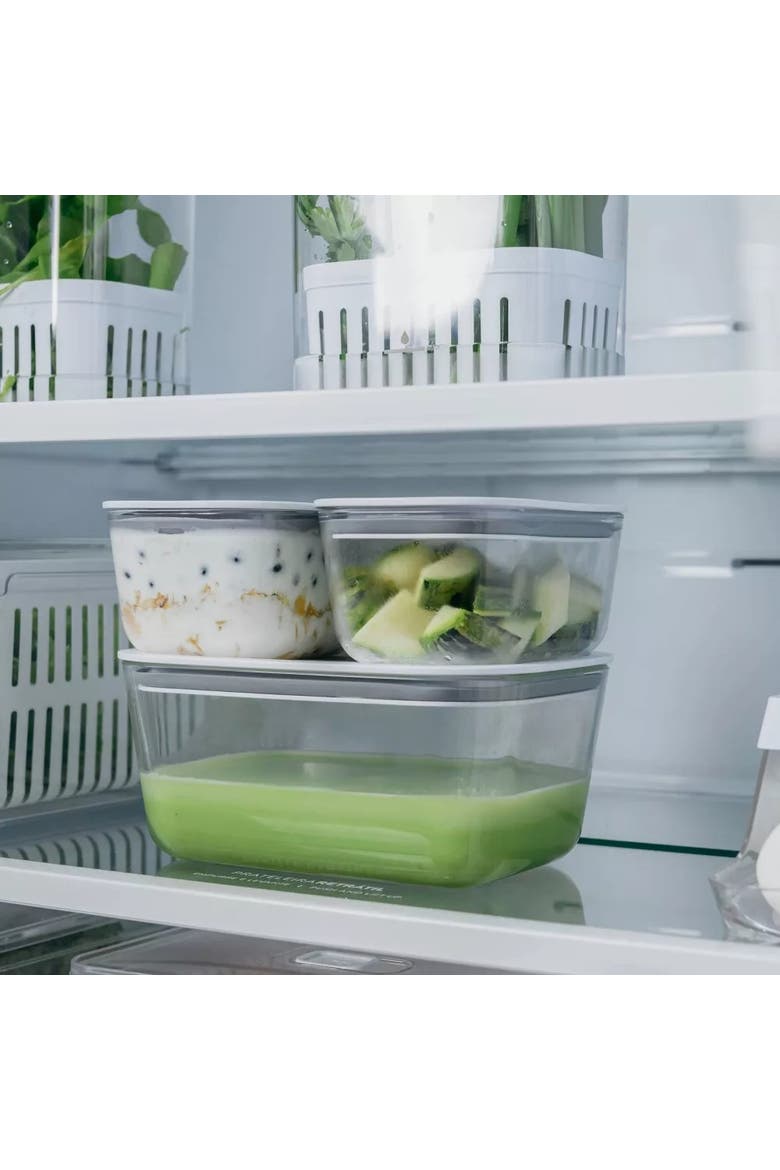 Stackable Airtight Glass Food Storage Container Set with Microwave Valve and Leak Proof Lid, 10 Piece, Alternate, color, Clear with White Lid