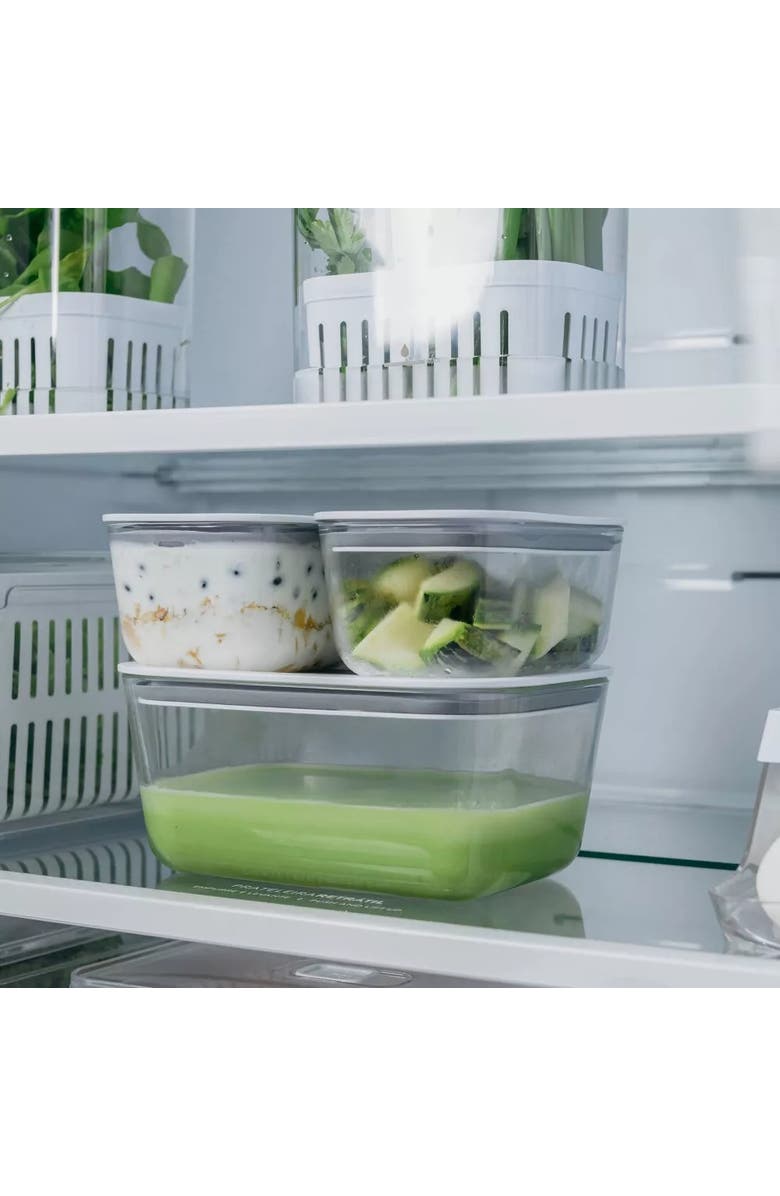 OU Stackable Airtight Glass Food Storage Container with Microwave Valve and Leak Proof Lid, Alternate, color,