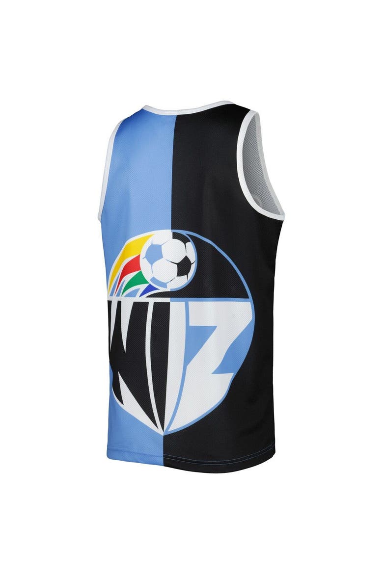 Men's Mitchell & Ness Black/Sky Blue Sporting Kansas City Sublimated Split Logo Tank Top, Alternate, color, Black