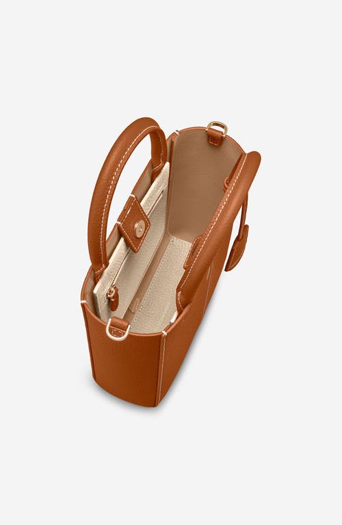 Maison De Sabre Mini Rolled Handles Leather Soft Tote In Brown