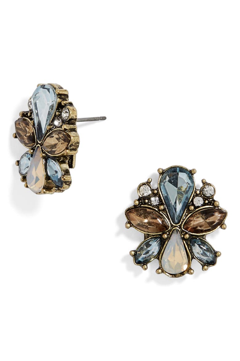 Evanthia Crystal Stud Earrings, Main, color, BLUE