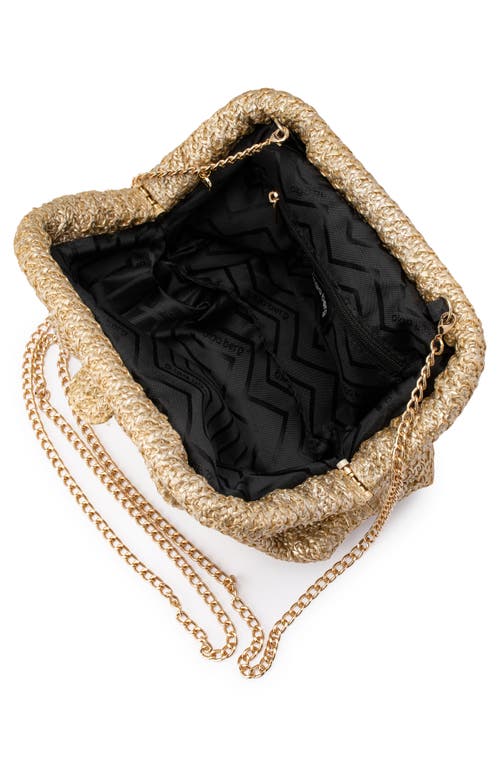 Olga Berg Stevie Pleated Woven Clutch In Gold