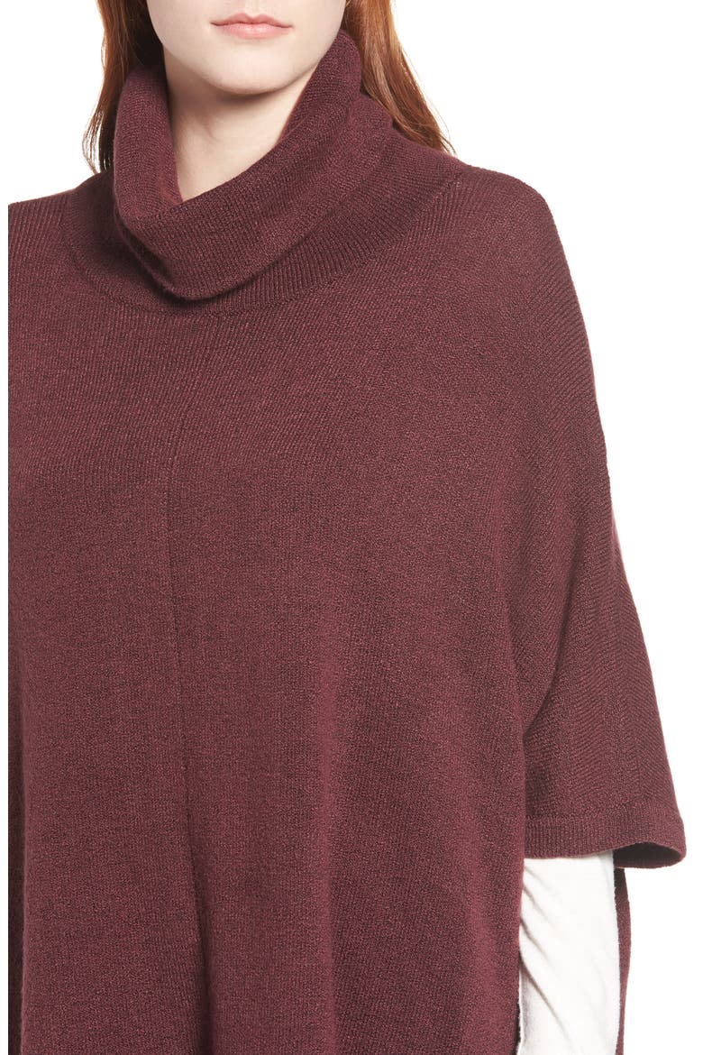 Cowl Neck Sweater Poncho, Alternate, color, BURGUNDY FIG