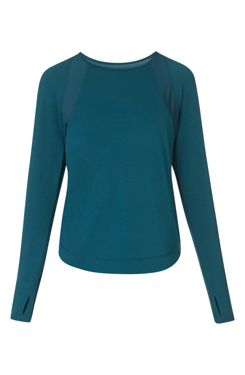 Sweaty Betty Breathe Easy Mesh Inset Long Sleeve T-Shirt, Alternate, color, Deep Green