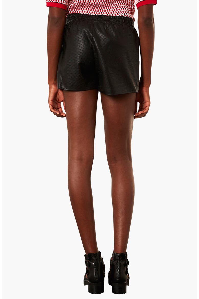 Perforated Faux Leather Shorts, Alternate, color, BLACK