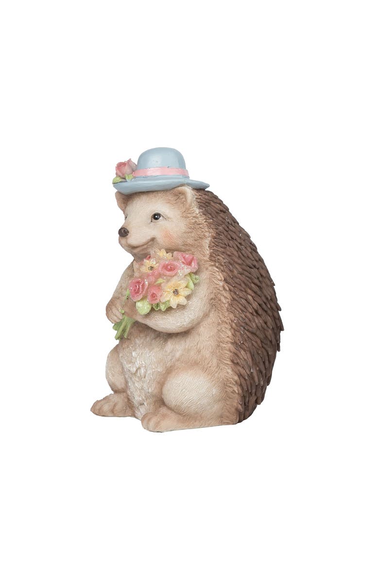 4.25 Inch Brown Spring Light Up Hedgehog Figurine Decorative Polyresin Home Decor, Alternate, color, Brown