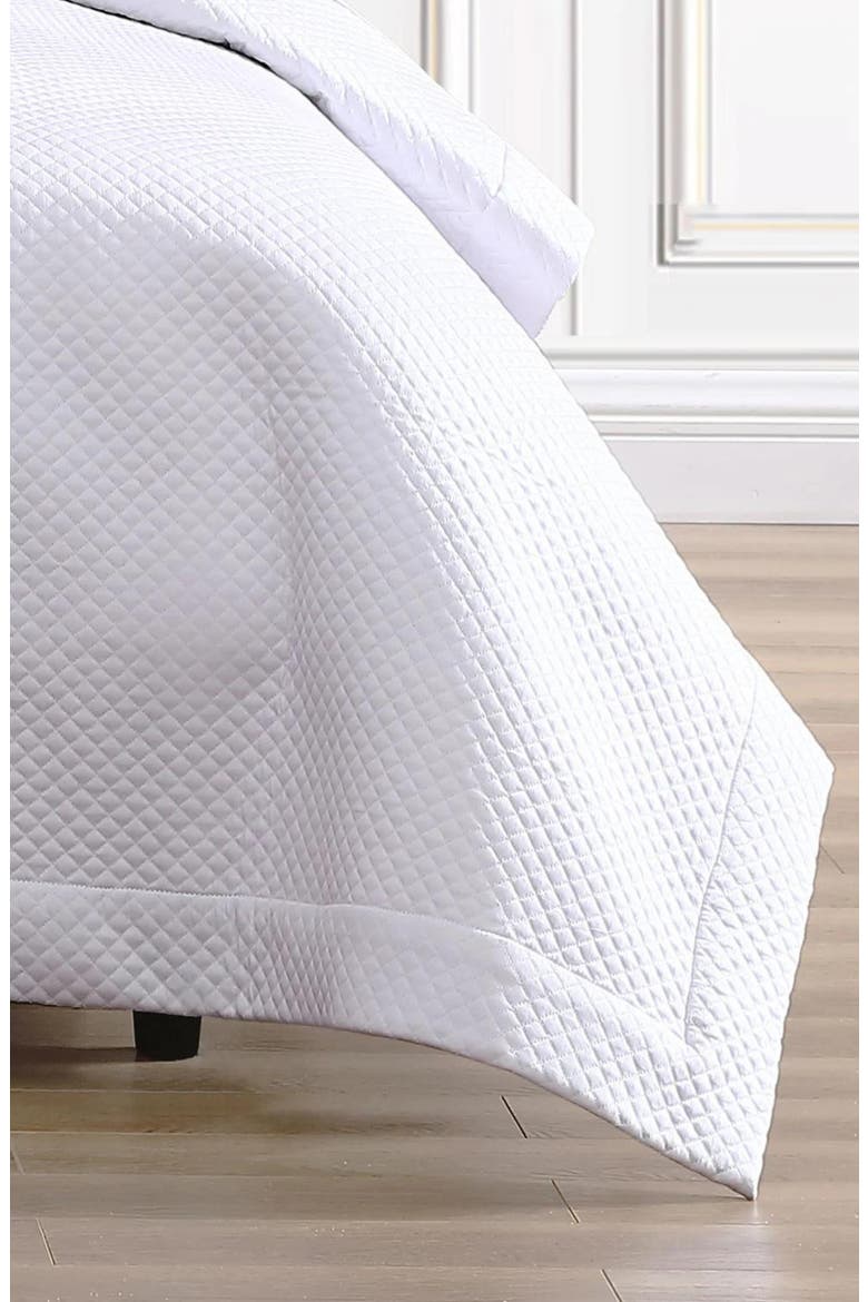 500 Thread Count 100% Certified Egyptian Cotton Sateen Diamond Quilted 3-Piece Coverlet Set, Alternate, color, WHITE