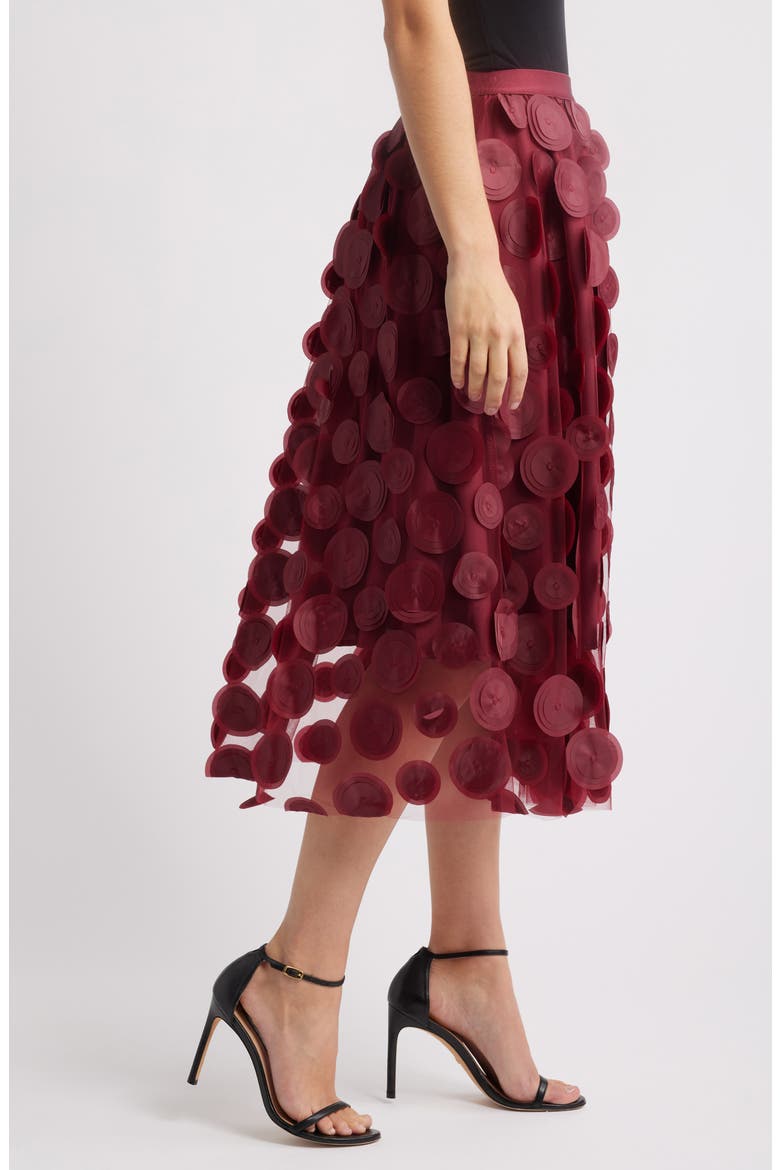 Kretsa Circle Appliqué Skirt, Alternate, color, WINE