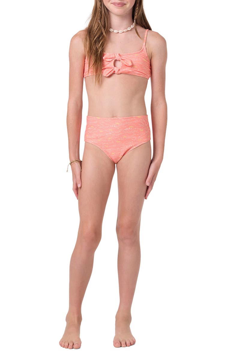 O'Neill Kids' Sunshine Hanky Two-Piece Swimsuit, Alternate, color, Fusion Coral