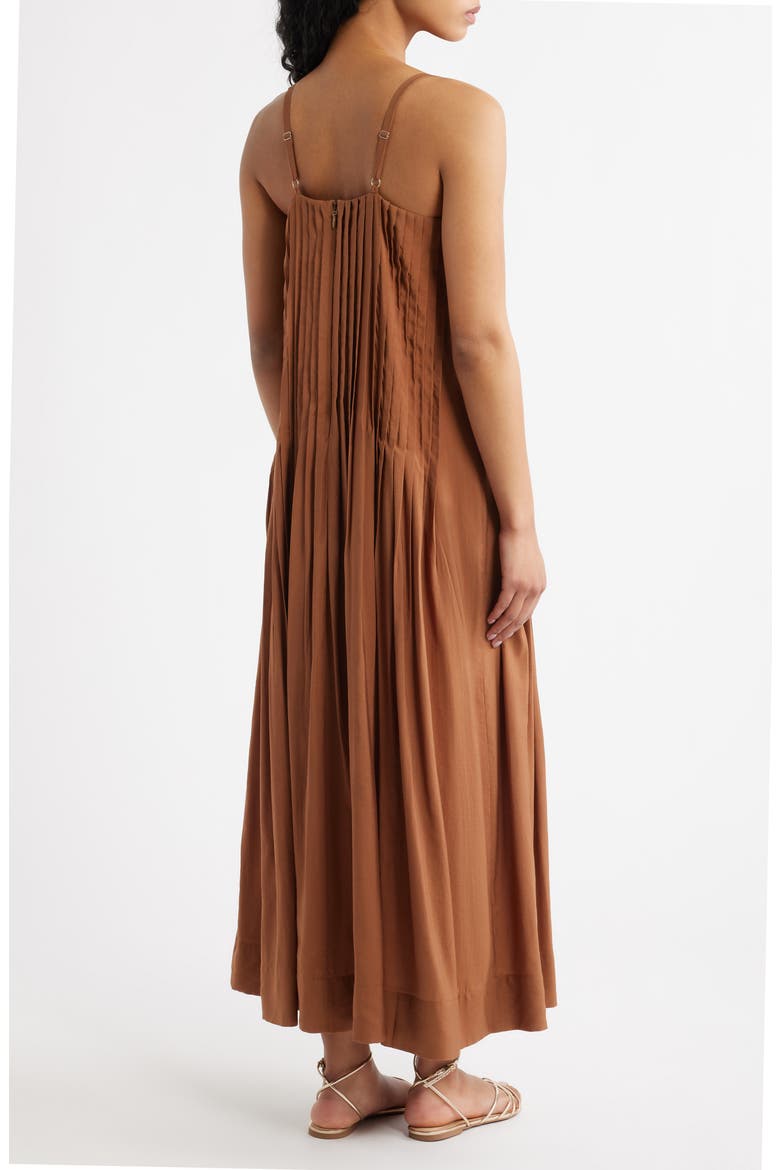 Pleated Maxi Sundress, Alternate, color, CHOCOLATE