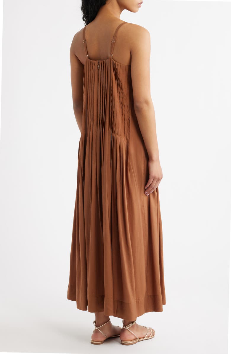 MOON RIVER Pleated Maxi Sundress, Alternate, color, Chocolate