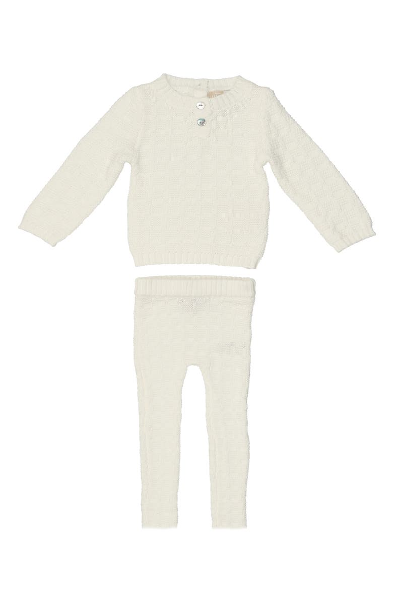 Manière Kids' Tiny Tiles Sweater & Pants Set, Main, color, White