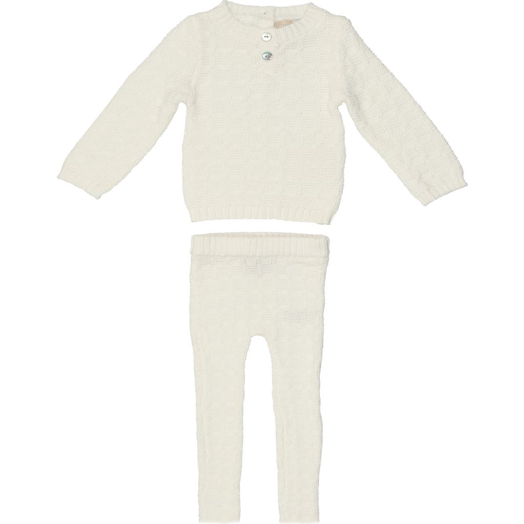 Maniere Manière Kids' Tiny Tiles Sweater & Pants Set In White