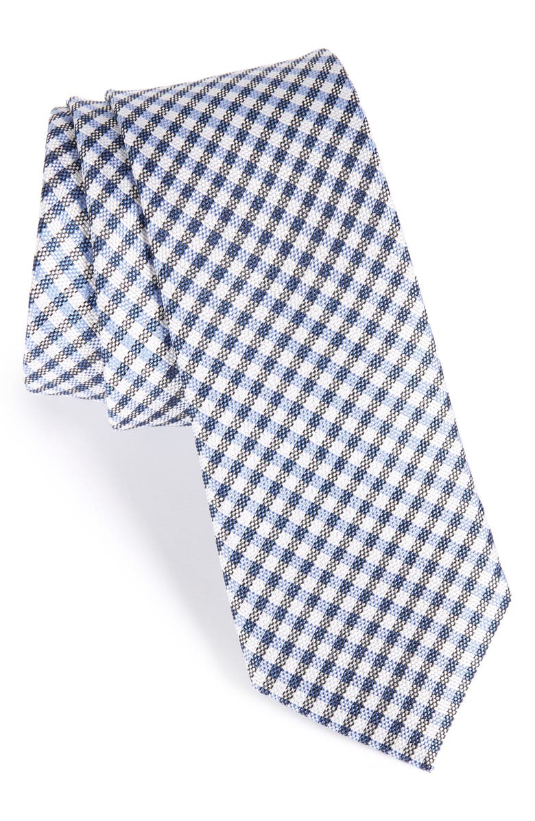 NORDSTROM MEN'S SHOP Check Silk Skinny Tie, Main, color, 